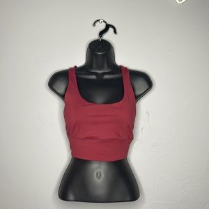 Maroon wide band sports bra. Size medium with strappy back